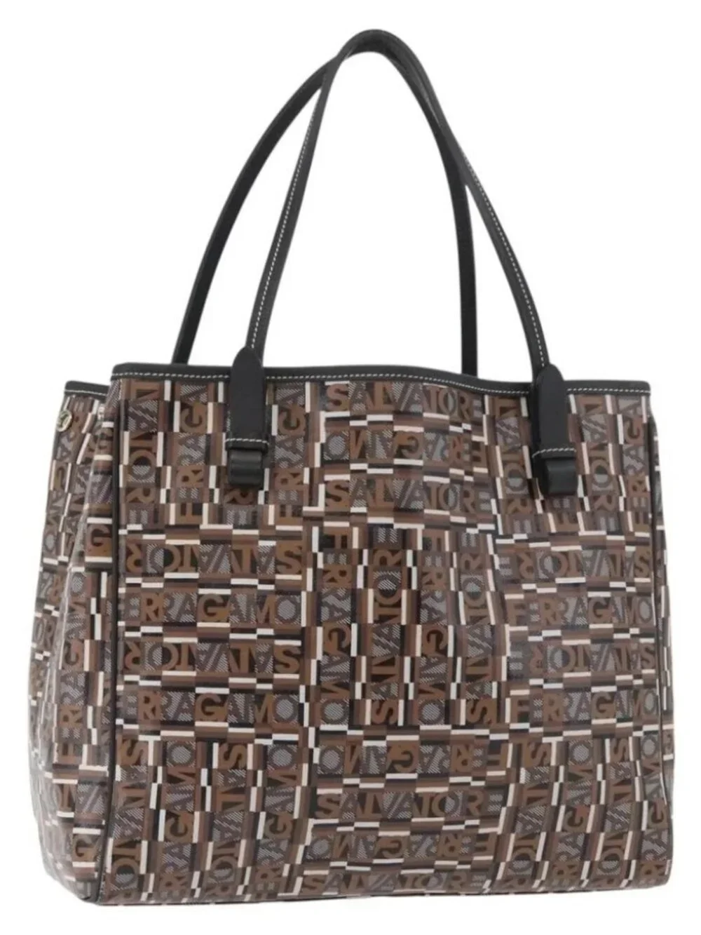 Salvatore Ferragamo Tote Bag PVC Brown Auth BA11865